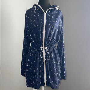 Papaya Navy Anchor Print Utility Jacket